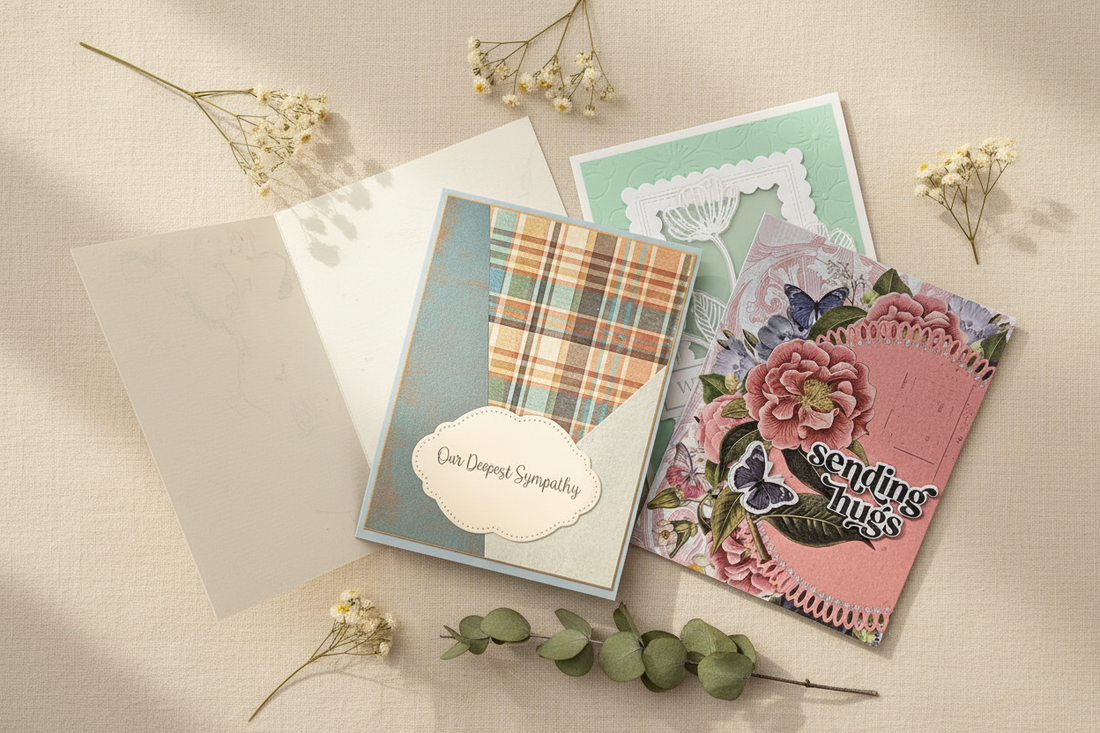 Handmade sympathy greeting card with dried flowers and twine, crafted in Scotch Village Nova Scotia by GG's Handmade Creations