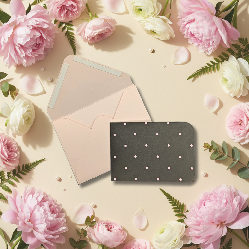 Charcoal Pink Polka Dot Notecard Set (2.5")