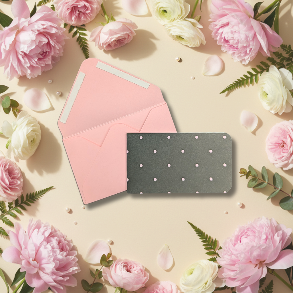Charcoal Pink Polka Dot Notecard Set