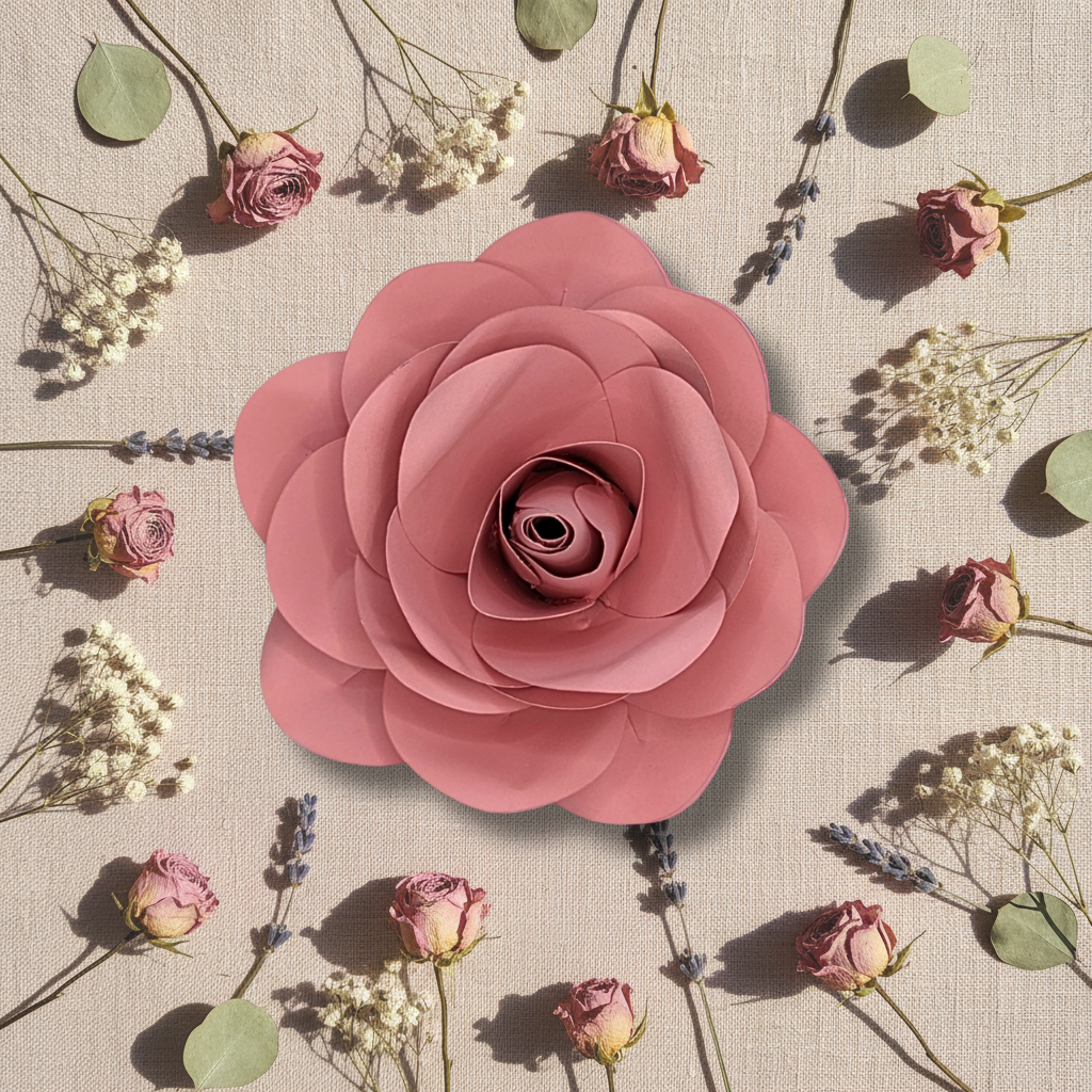 4" Pink Paper Rose