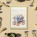 Happy Easter Blue Egg Wagon Greeting Card