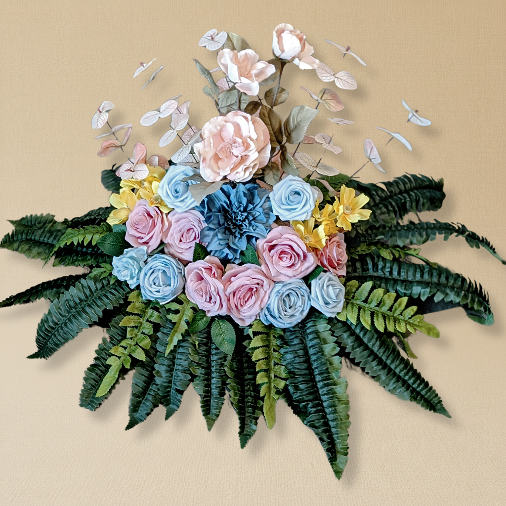 Pastel Memorial Arrangement for Slant Marker - Gallery Piece