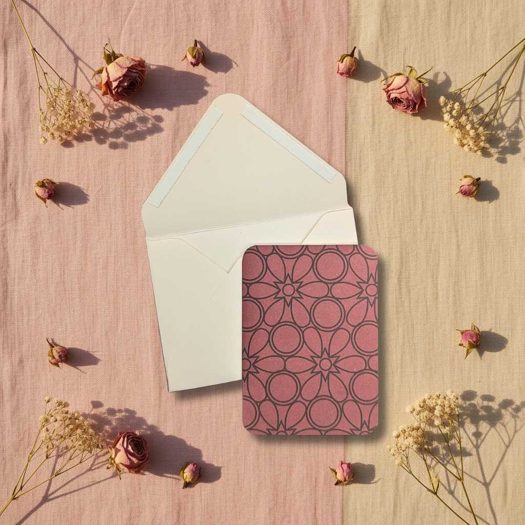 Burgundy Geometric Notecard Set (2.5")
