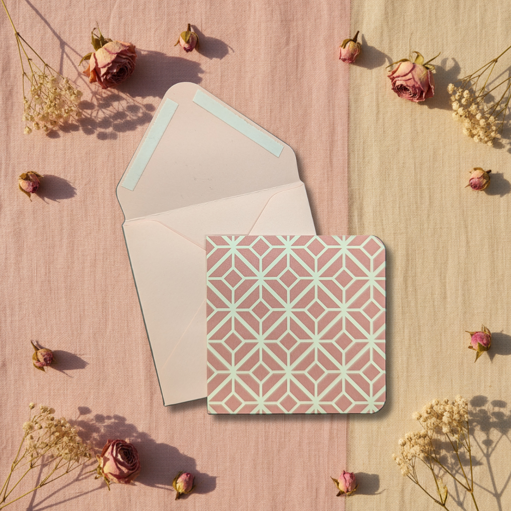 Blush Geometric Lattice Notecard Set