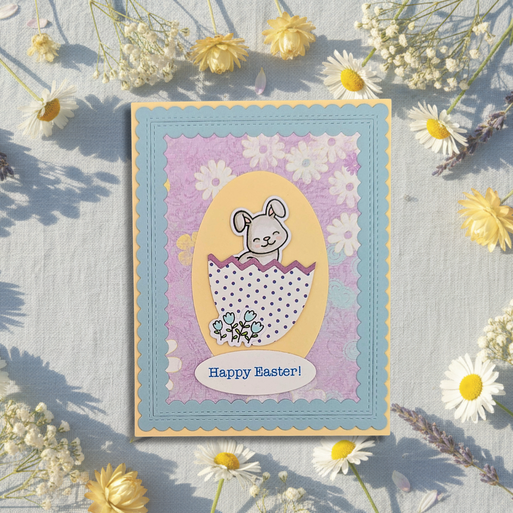 Happy Easter Bunny in Egg Greeting Card