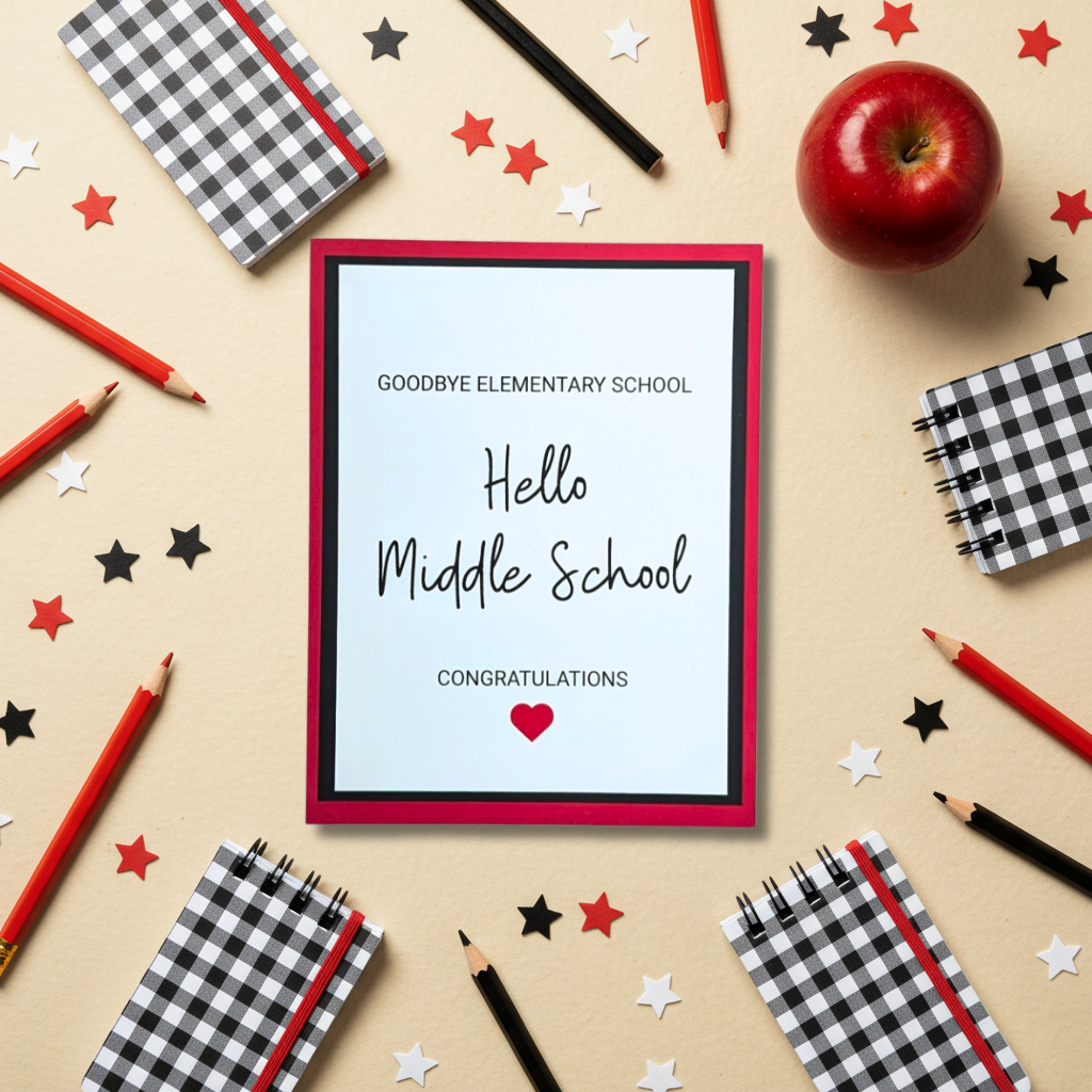 Goodbye Elementary School Hello Middle School Graduation Greeting Card