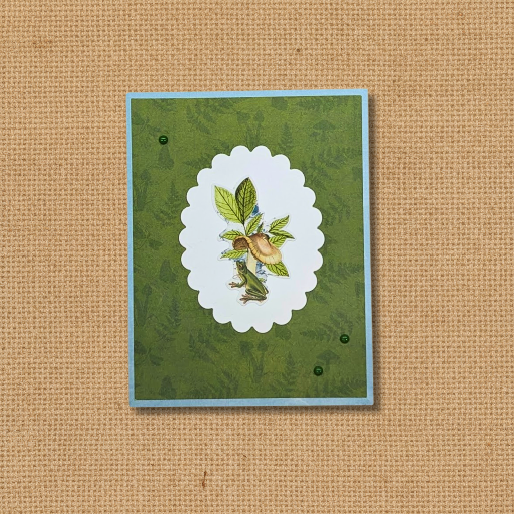 Green Frog Mushroom Happy Birthday Greeting Card