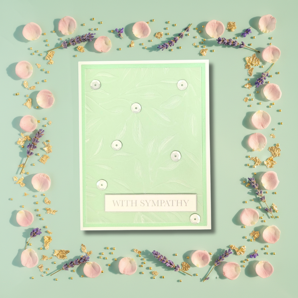 Mint Green Embossed With Sympathy Greeting Card