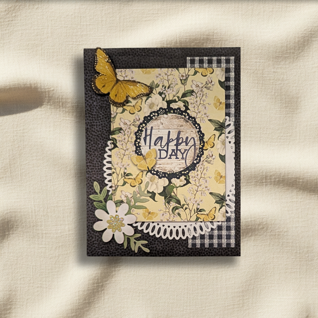 "Happy Day" Vintage Indigo Garden Blank Notecard
