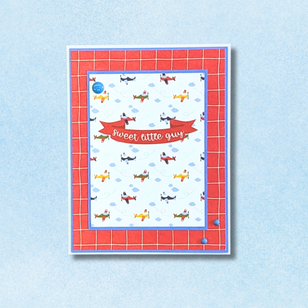 Sweet Little Guy Airplane New Baby Boy Greeting Card