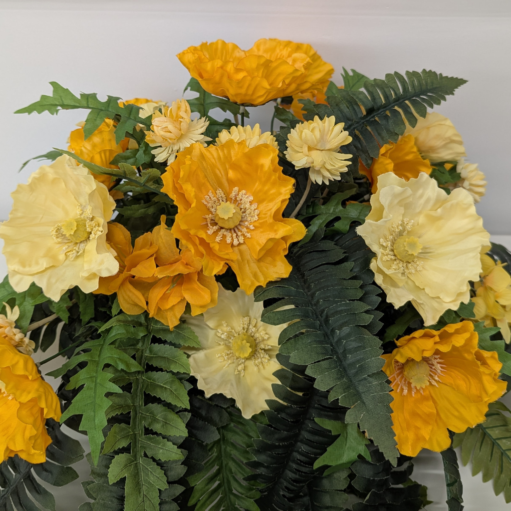 Orange & Yellow Poppy Memorial Saddle - Gallery Piece