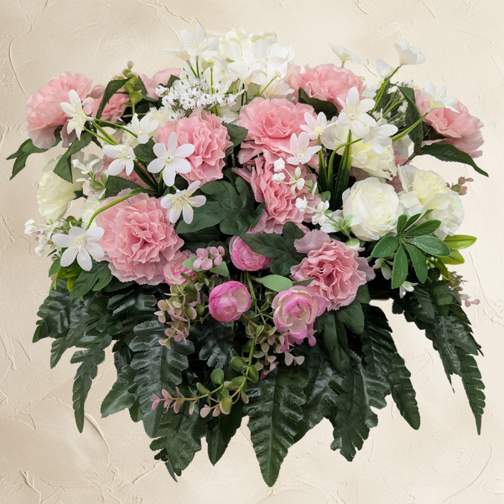 Pink & White Carnation Floral Memorial Arrangement - Gallery Piece