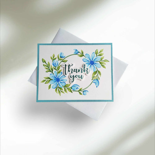 Blue Daisies Baby Thank You Card - GG'S PAPER CREATIONS