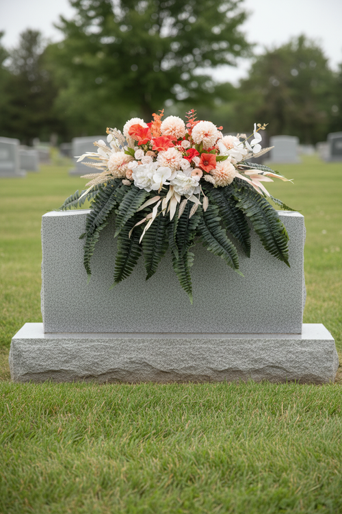 Coral & Champagne Memorial Saddle - Traditional Monument