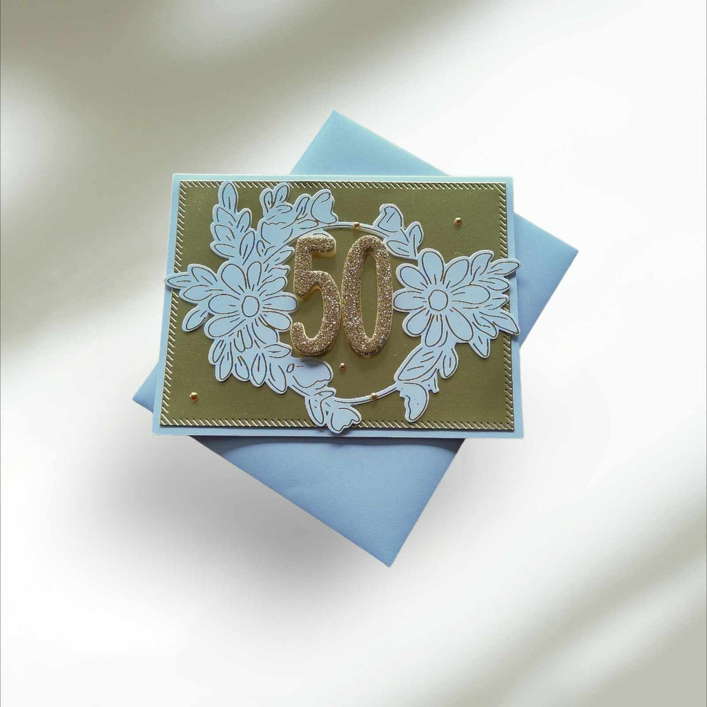 Gold 50th Anniversary Card - GG'S PAPER CREATIONS