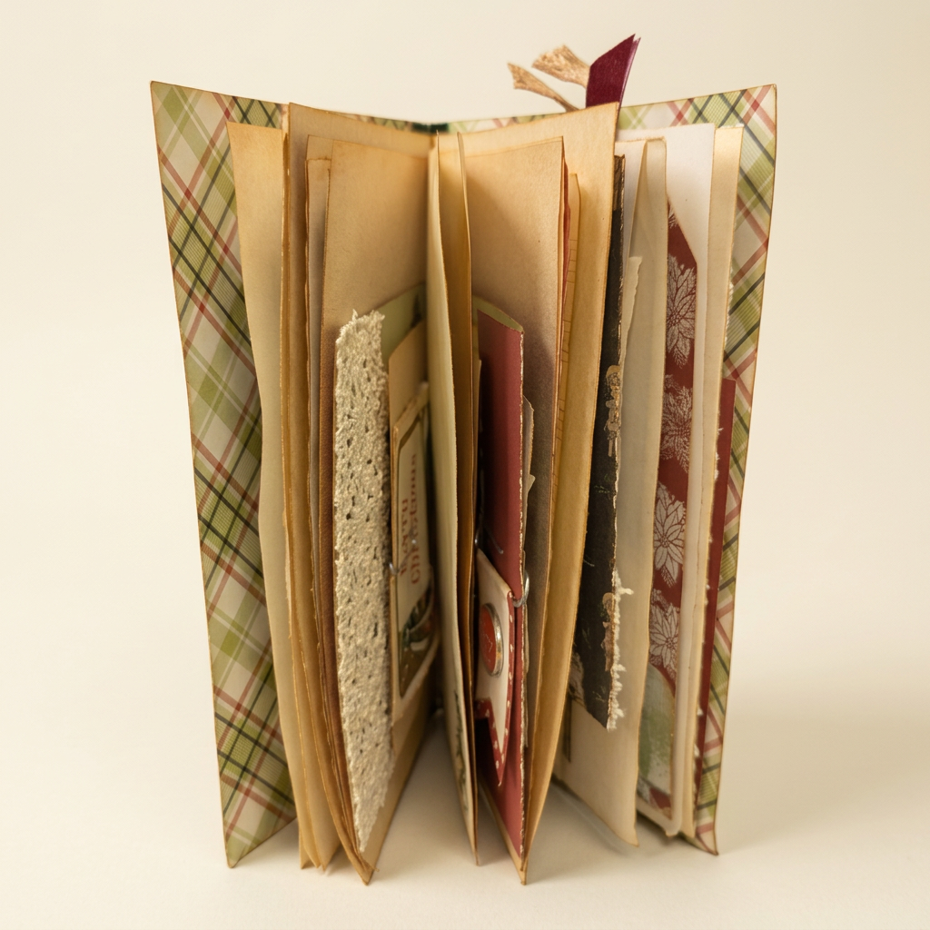 Vintage Rustic Christmas Journal on a clean cream background