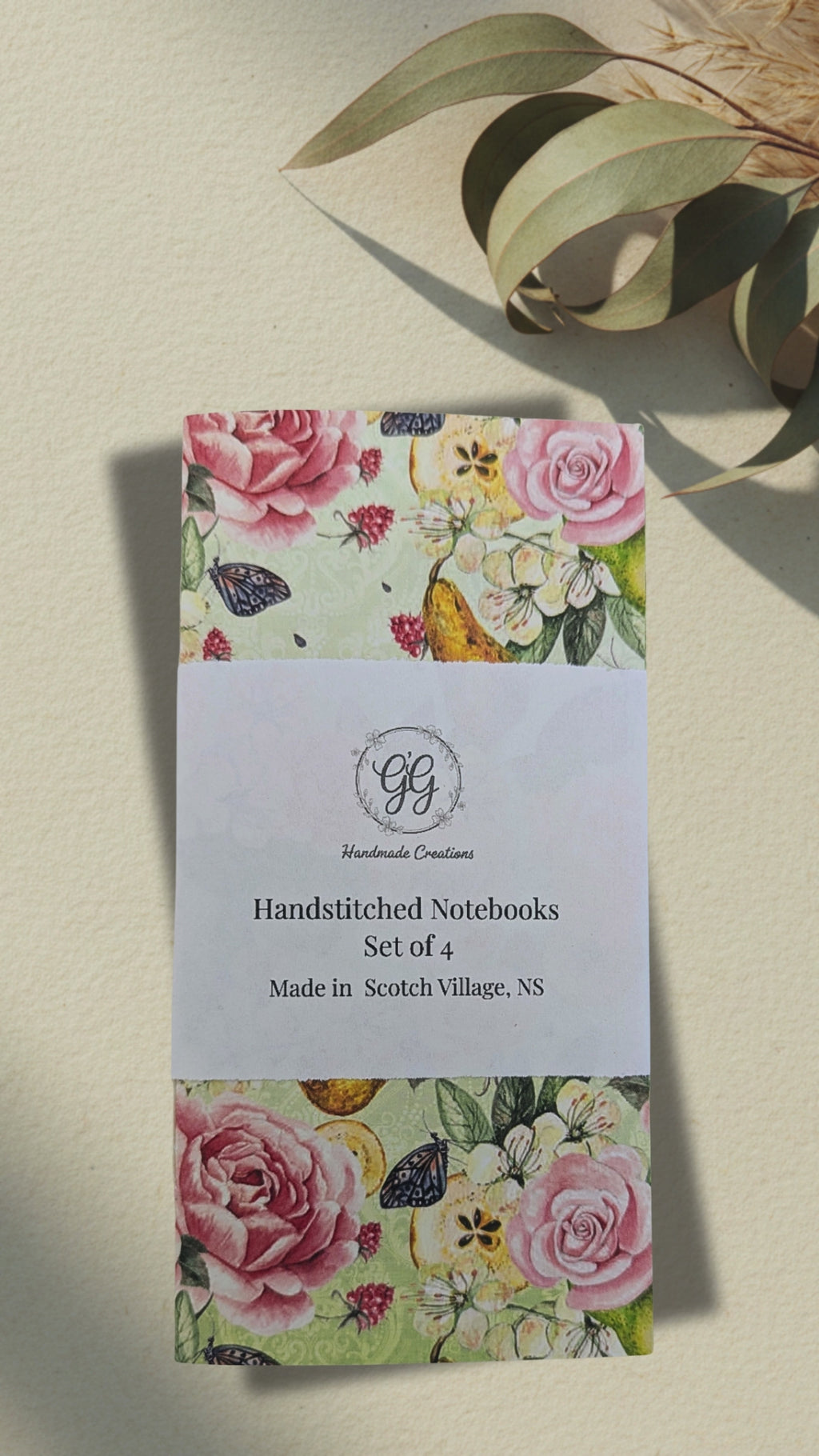 Butterfly Meadows Handstitched Floral Notebook Set (4 Notebooks)