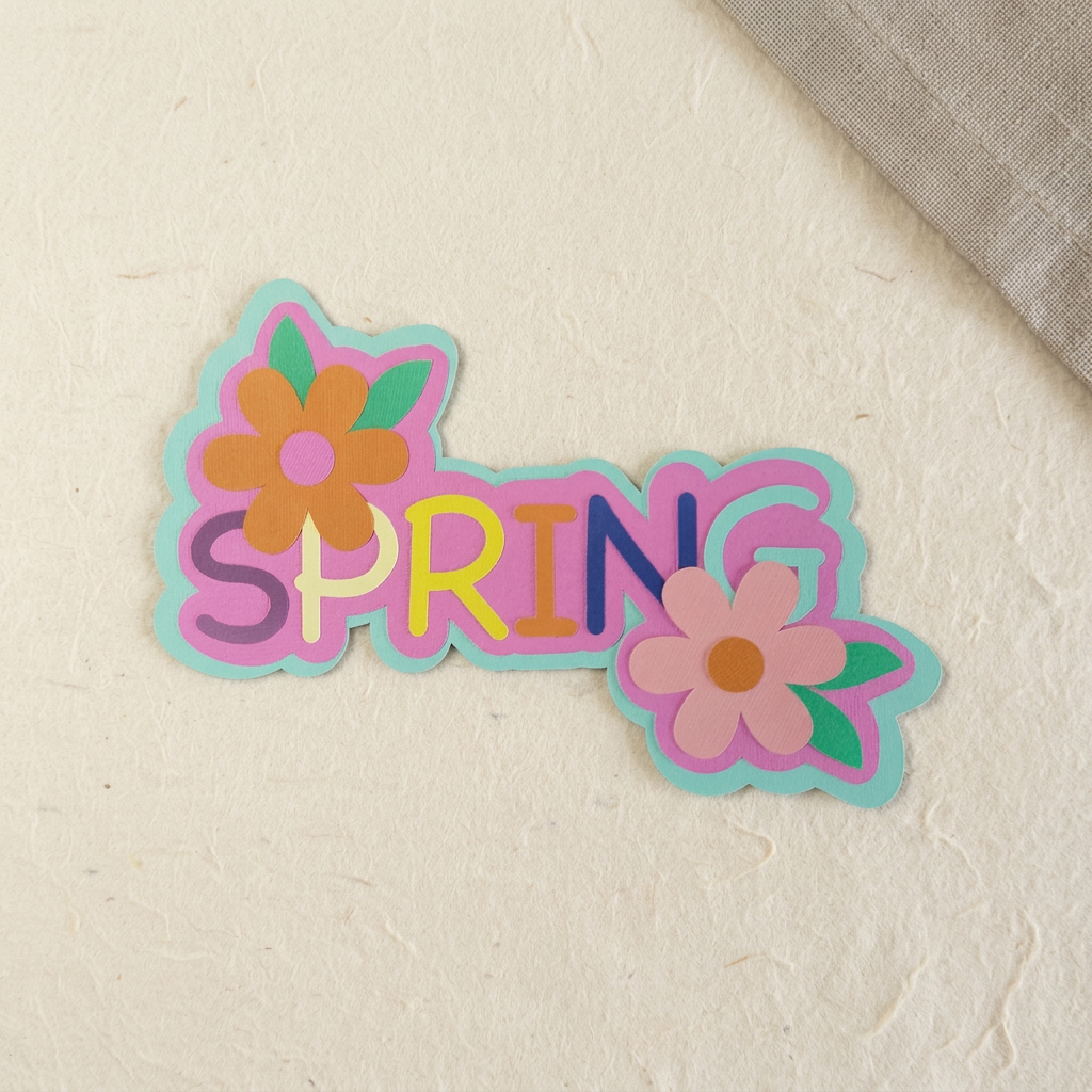 Page de titre d'album de printemps – Fleurs orange et roses (Grand)